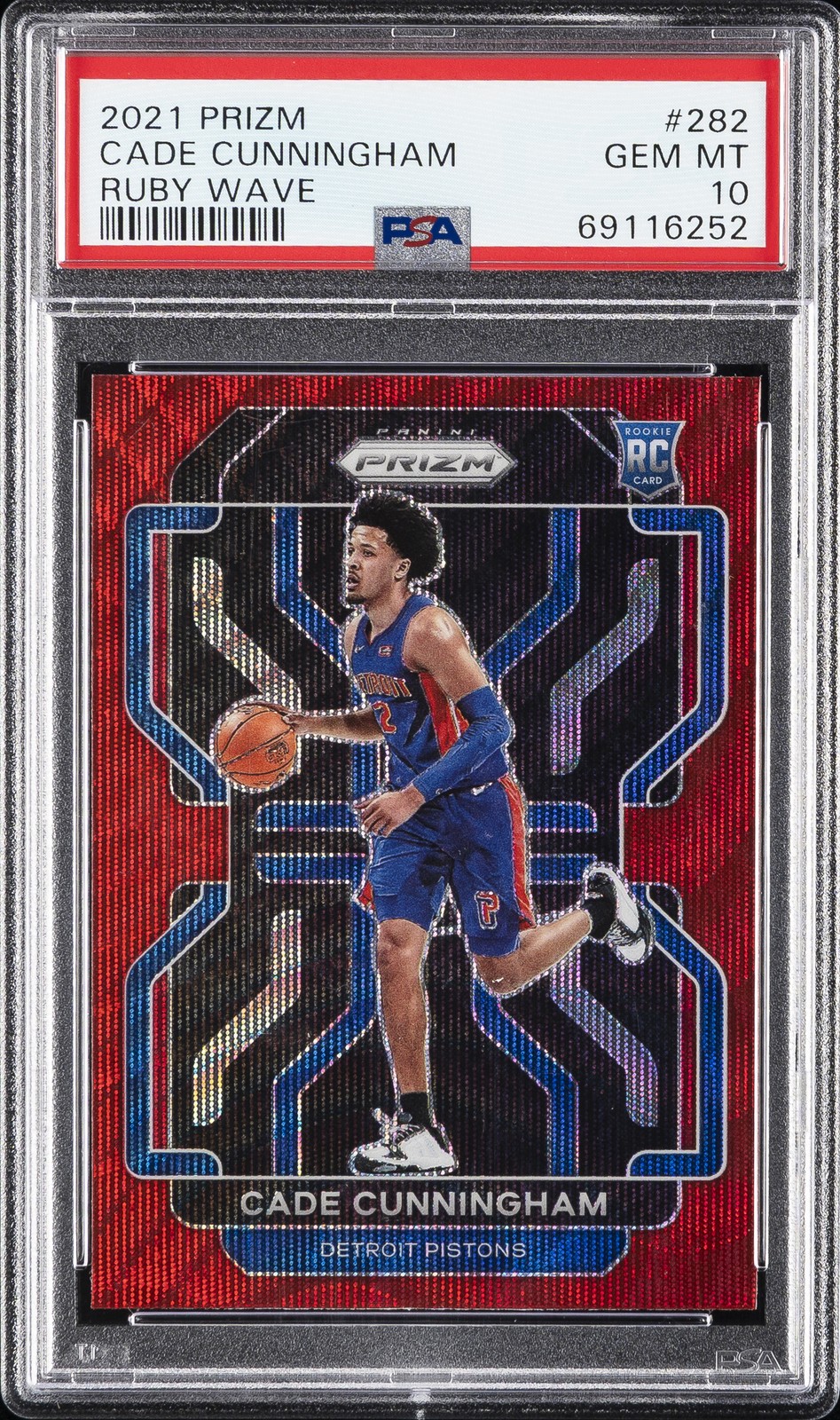 2021 PANINI PRIZM RUBY WAVE #282 CADE CUNNINGHAM PSA 10