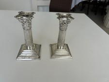 Mappin & Webb Princess Plate Silver Plate Corinthian Candlesticks 6.5 Inch H