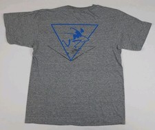 Vintage 1989 Op Ocean Pacific Surf Print T Shirt 80s Grey Beach USA Tri Blend