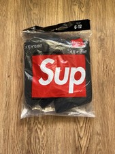 Supreme Hanes Cushioned Crew Socks Black Men Size 6-12 4 Pairs