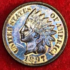 1897 Indian Head Cent AU Beautiful Toning #757