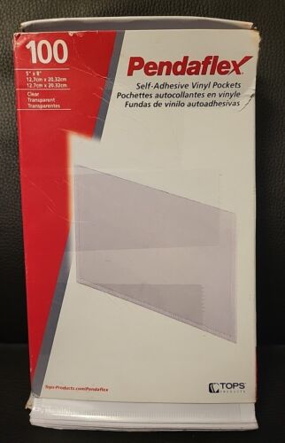 98ct Pendaflex Self-Adhesive Vinyl Pockets 5"x8" Clear Front White Backing 99377 - Picture 1 of 8