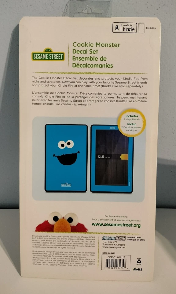 (DD) NEW Sealed Sesame Street's Cookie Monster Decal Set For Kindle/ Kindle Fire - Image 2 of 4