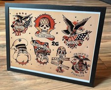 Sailor Jerry Vintage Tattoo flash Pin Up Art Print 11x14 FRAMED Ready to Hang