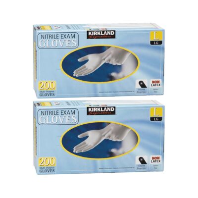 Kirkland Signature Nitrile Exam Powder Free Exam Gloves Size Large 400 ct, Gray