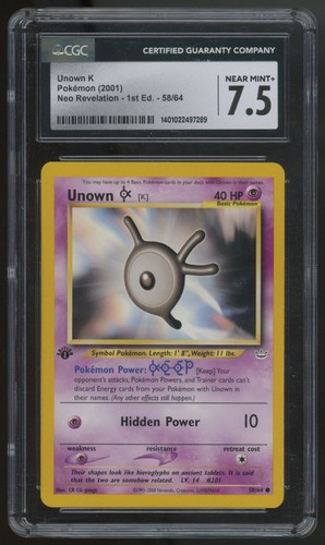 2001 Pokemon Unown K Neo Revelations 1st Edition #58 CGC 7.5