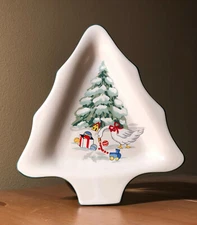 japan vintage international china holiday christmas tree dish/tray/compote/serve
