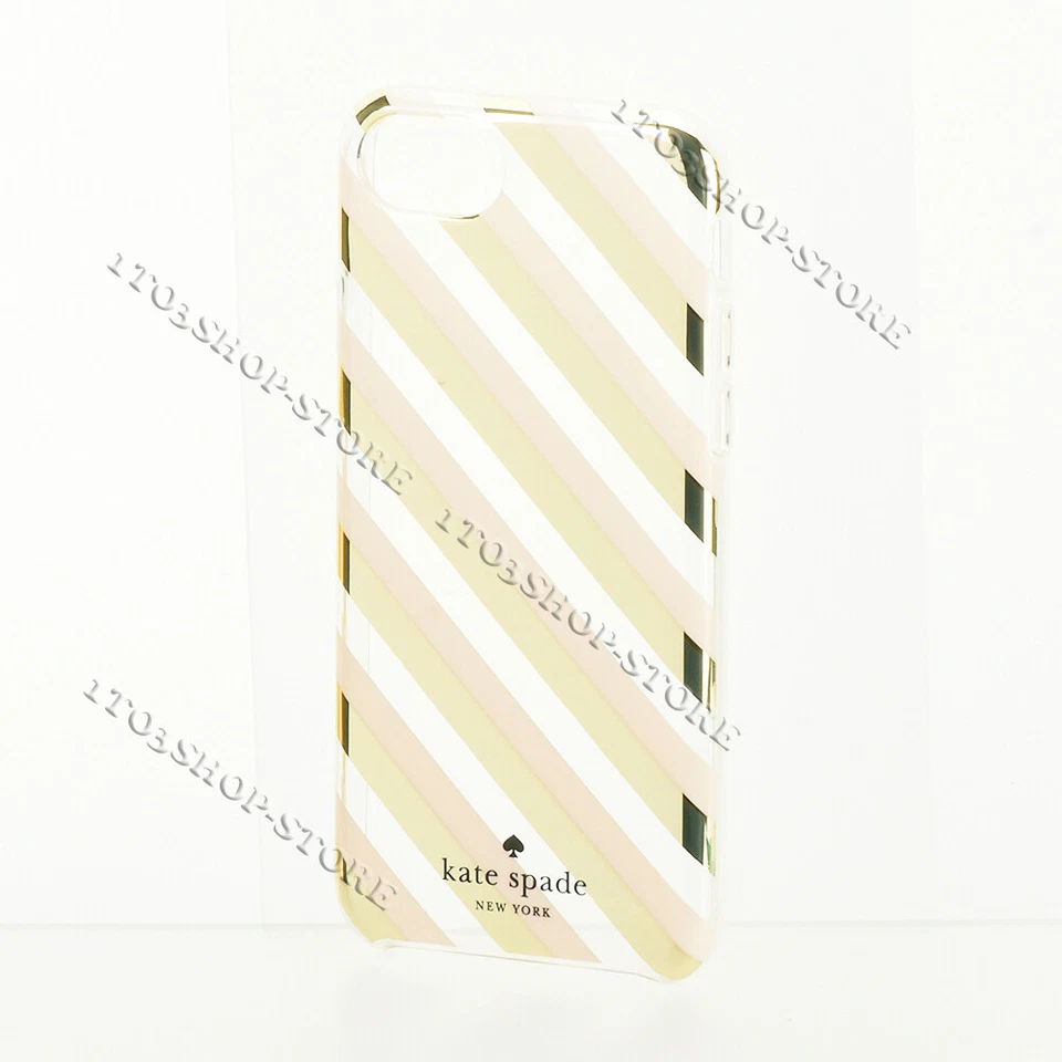 Kate Spade iPhone SE 2022 2020 & iPhone 8 7 6 6s Diagonal Stripe Blush Gold Case - Image 4 of 4