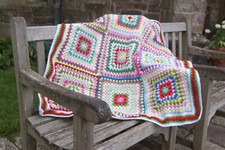 Hand Crochet Blanket - Vintage Blanket - Granny Square Blanket - Picnic Blanket