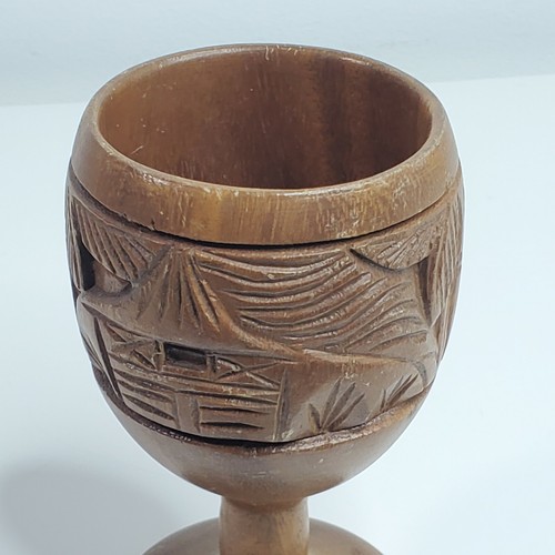 Wood Chalice Goblet Tiki Hut Medieval 6” Tall 3” Wide Wine Cup Philippines - Picture 10 of 12