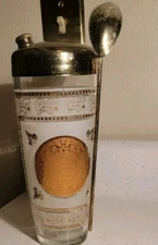 VINTAGE RETRO MCM ART DECO MARTINI COCKTAIL DRINK SHAKER W SILVER PLATE SPOON