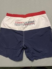 Men  s Vintage Tommy Hilfiger 90  s 7  Inseam Swim Shorts Trunks Bottoms Large