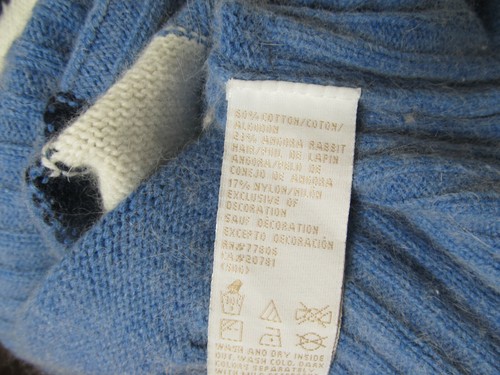 Tommy Hilfiger Women's Blue Diamond V-Neck Angora Rabbit Blend Sweater Size M - Picture 4 of 4