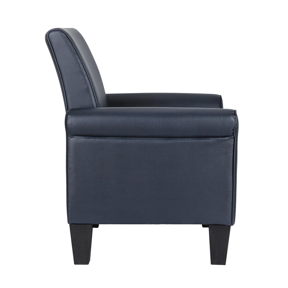 Sofá individual tapizado moderno con brazos de cuero sintético para sala de estar Foto 4 de 4