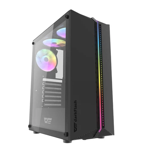 Gehäuse Gaming PC Computer 3 RGB Lüfter Midi Tower ITX M-ATX ITX USB 3.0 Schwarz