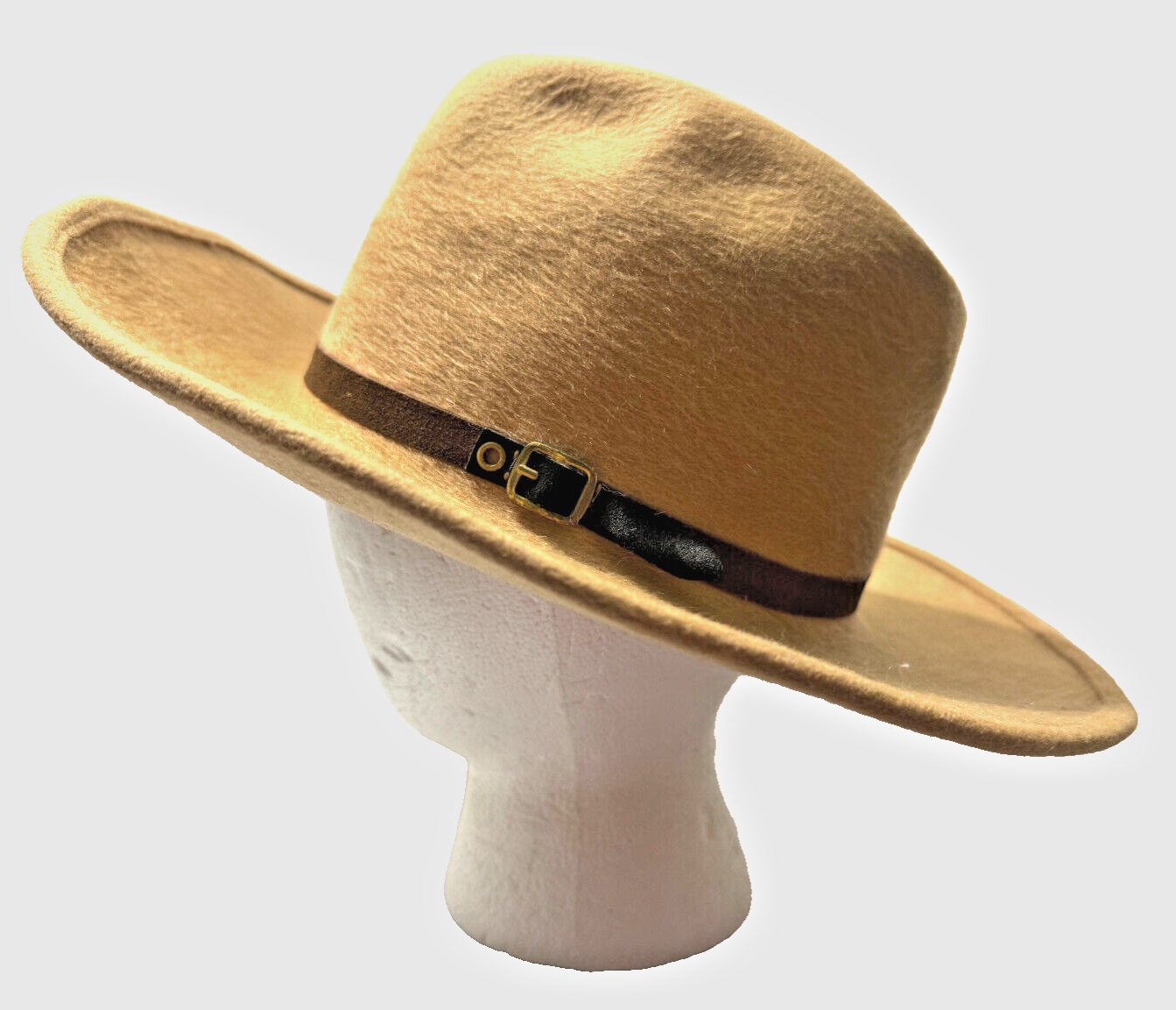 Cowboy Fedora Hat for Men in Brown Felt Wool with Buckle Band-image
