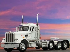 1/64 DCP WHITE PETERBILT 359 TRI AXLE DAY CAB