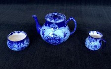 William Moorcroft signed Macintyre Florian Ware Tea Set - teapot, creamer, sugar