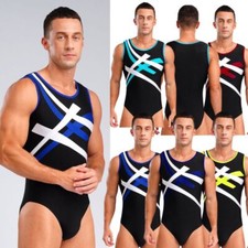 Men Bodysuit Contrast Color Leotard Surfing Jumpsuits Activewear Adult Running