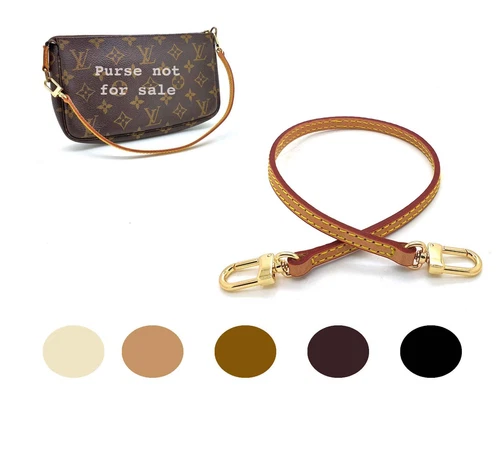 duyp Vachetta Short Leather Strap for Pochette Accessoires mini pouch purse bag