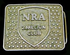 NRA National Rifle Association 2 Million Club Firearms Guns Vintage Belt Buckle