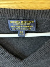 Vintage Brooks Brothers 100 Pure Lambs Wool Sweater 44 Black V-Neck England