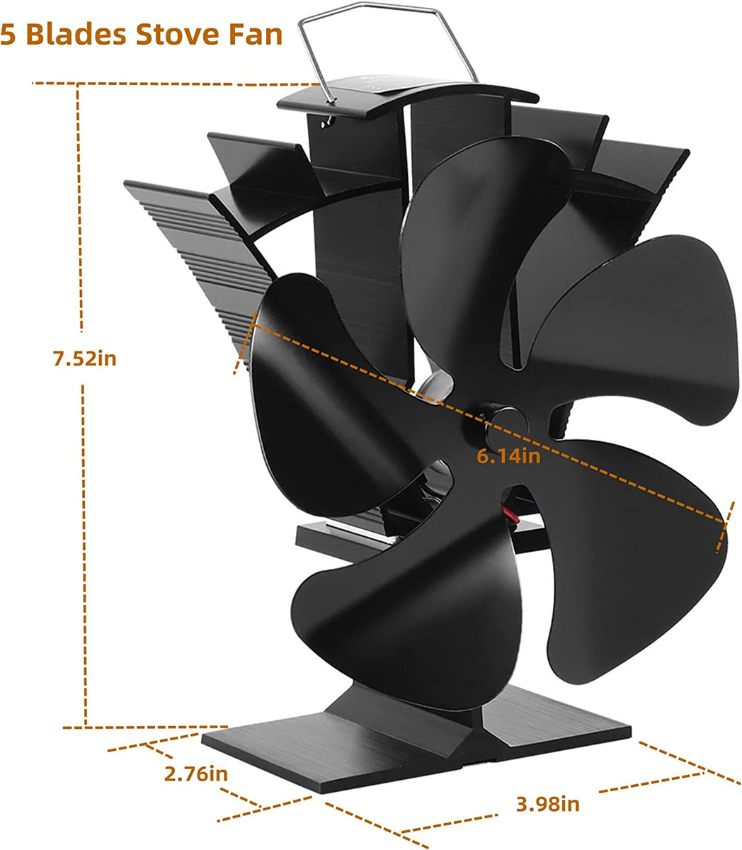 VODA 5 Blades Wood Stove Fan Newly Designed Small Heat Powered Fans  Fireplace Ec 313053049071 | eBay