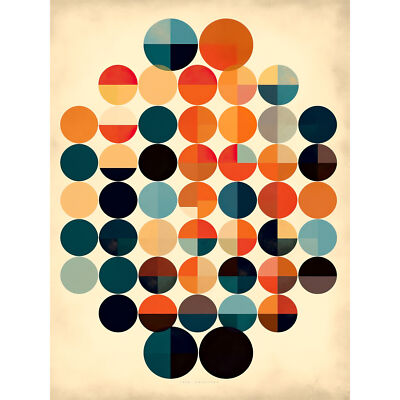 Minimalist Bauhaus Geometrisch Vintage Bunte Formen XL Kunst Leinwand Poster