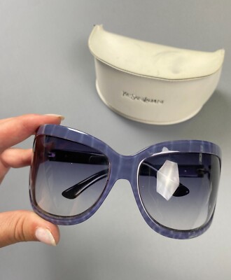 Y2K YSL SAINT LAURENT OVERSIZED POOL BLUE WRAP BUGEYE SUNGLASSES