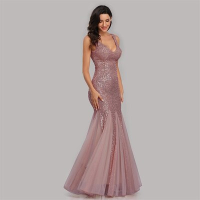 Cocktail Dress Plus Size V Neck Mermaid Long Formal Prom Party Gown Sequins | eBay Cocktail Dress Plus Size V Neck Mermaid Long Formal Prom Party Gown Sequins | eBay