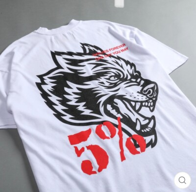 Darc Sport 5% Forever Premium Tee White Rich Piana Weightlifting Gym Wolves