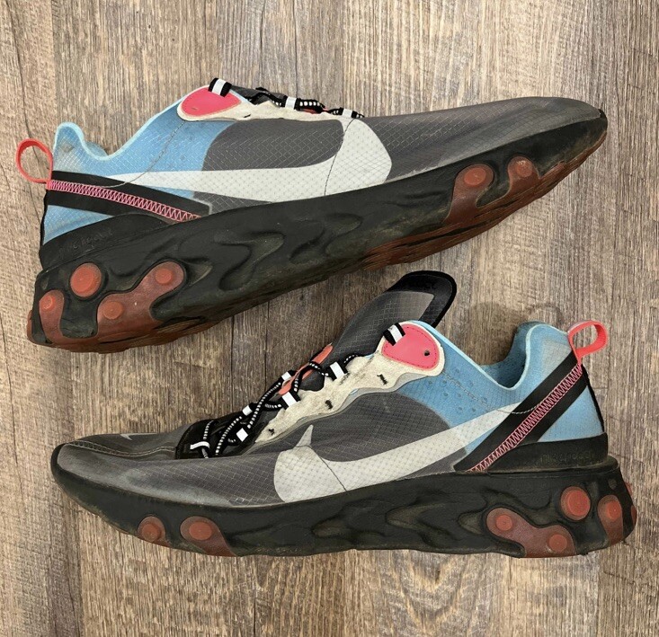 Nike React Element 87 Solar Red Blue Chill Black Size 15 Sneakers