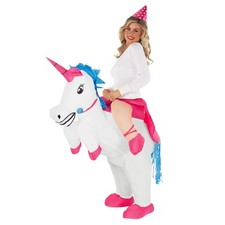 Adult Unicorn Inflatable Ride On Costume Funny Halloween Blow Up Suit Halloween