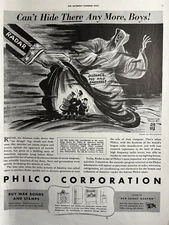 1943 Philco Corporation Radar Cant Hide Fog Distance Darkness Sid Hix VTG Ad