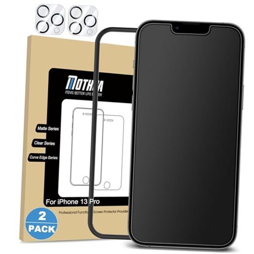 2 Pack Matte Glass Screen Protector for iPhone 13 Pro [6.1 inch]+2 Pack