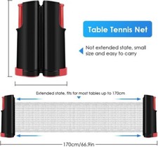 Ping Pong Retractable Table Tennis Net Red and Black