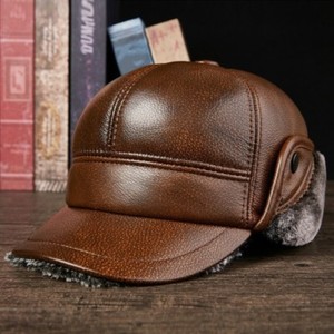 mens leather trapper hat