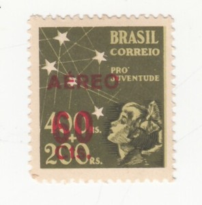BRAZIL 1944. Youth. Pro Juventude. Child Welfare. Surcharged Air 60c Sc C57 MLH