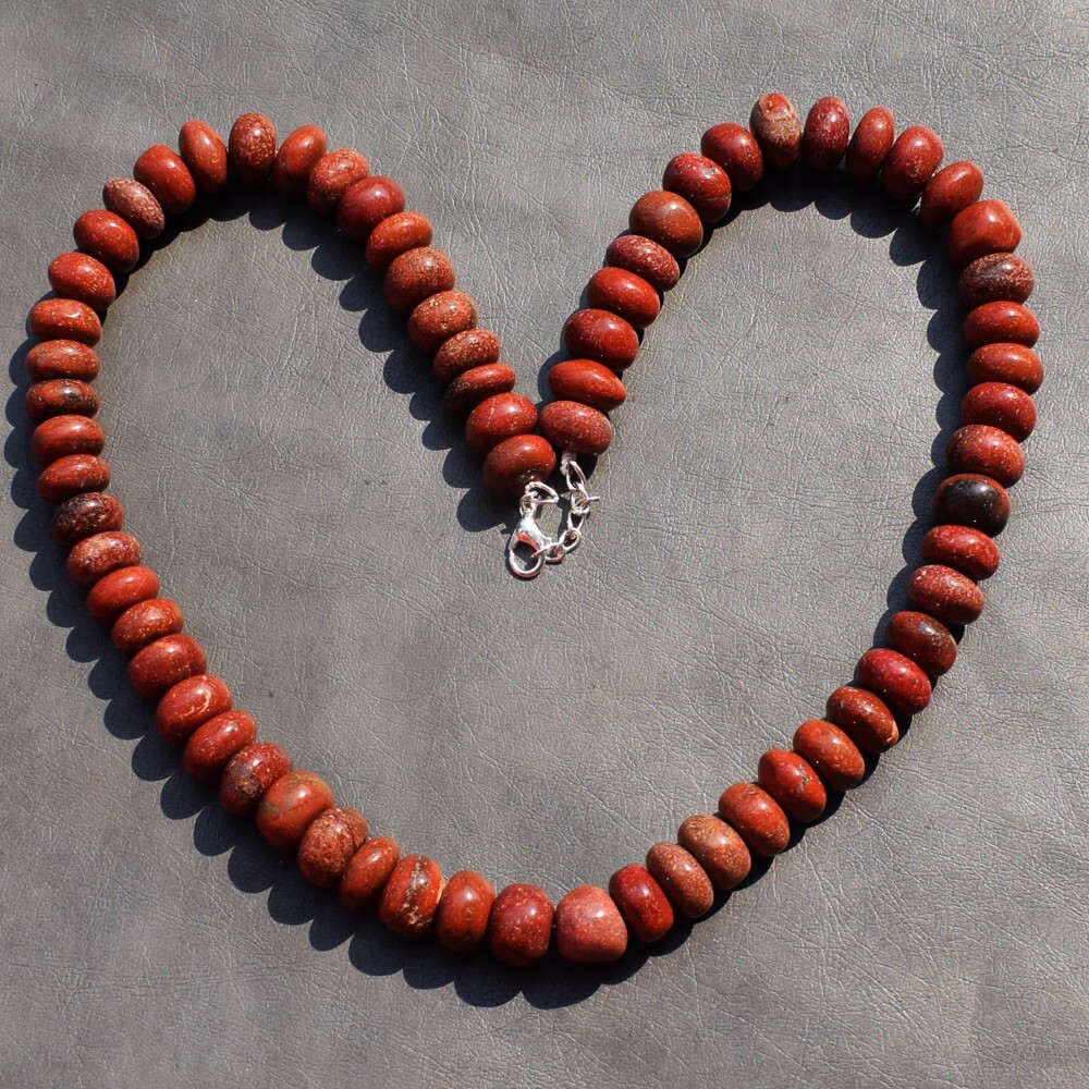 Natural Red Jasper 596 Cts Single Strand Round Shape Beaded