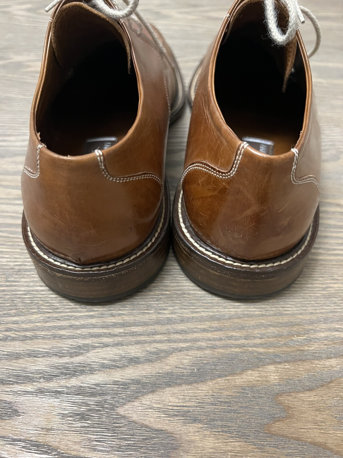 SAOLA Scarpe stringate Johnston & Murphy uomo 10 5 M London marrone chiaro vintage anni '90 usate in ottime condizioni