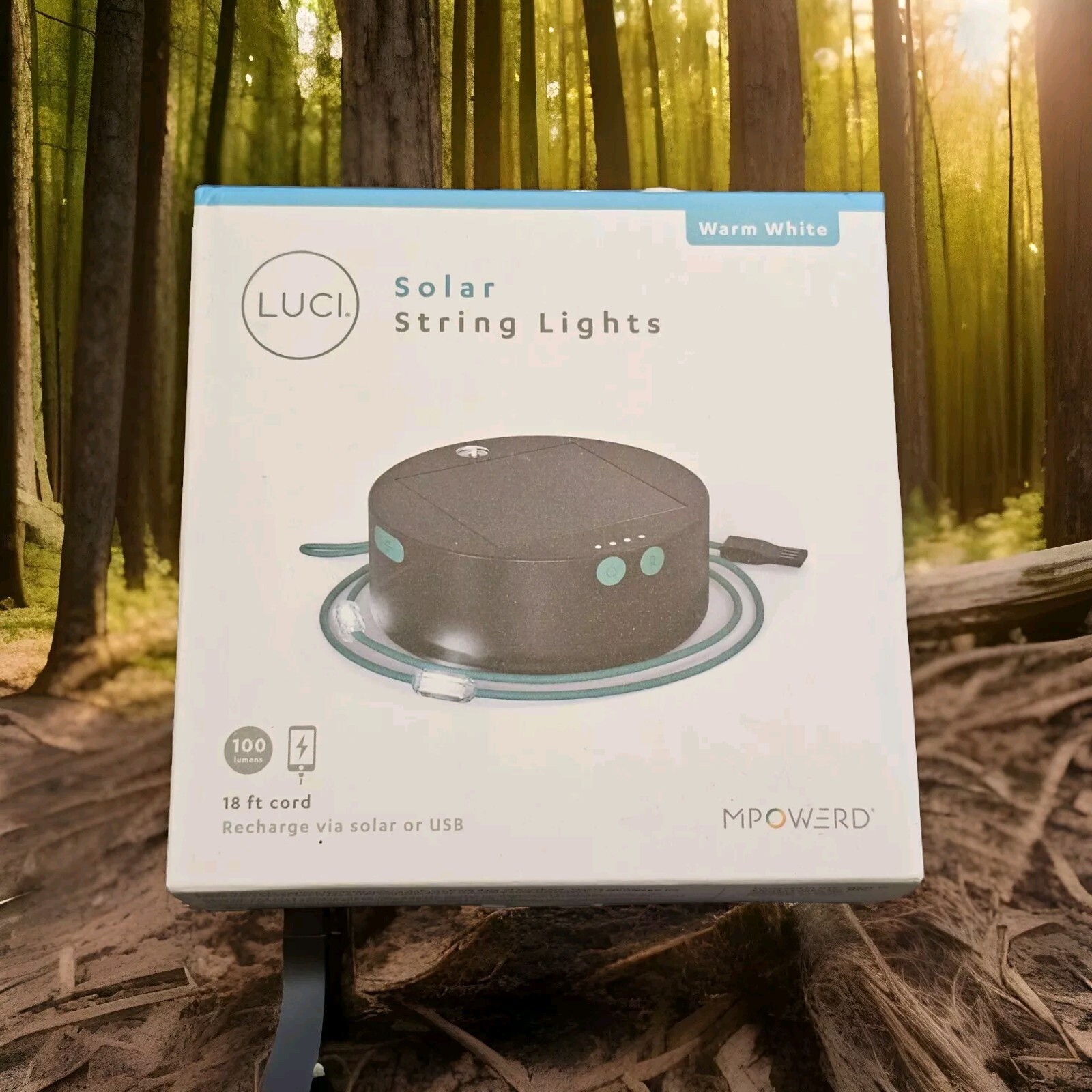 MPOWERD Luci Solar String Lights | Rechargeable Outdoor | Water Resistant 18 Ft