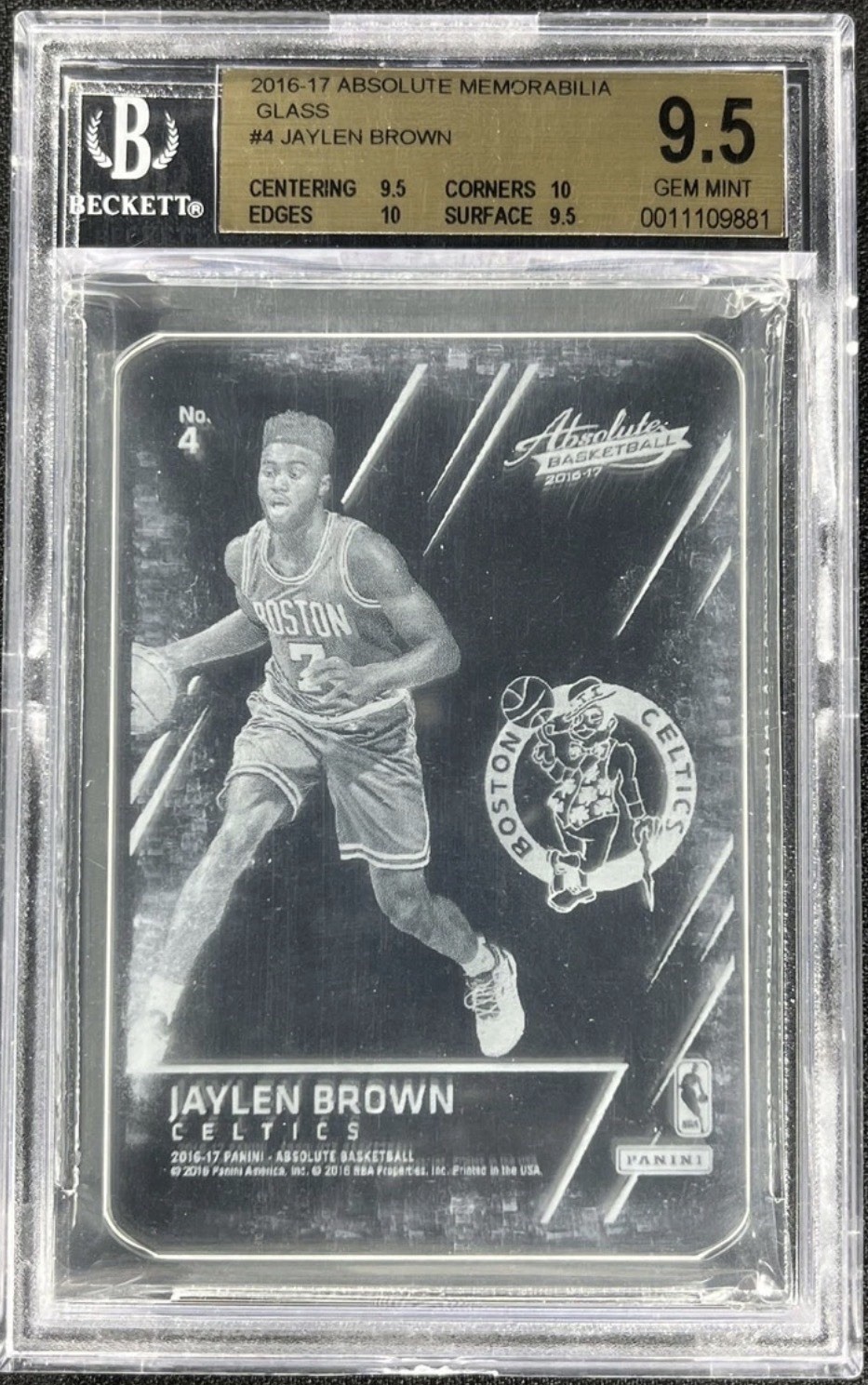 2016-17 Panini Absolute Memorabilia Jaylen Brown #4 Glass RC BGS 9.5 Gem Mint++