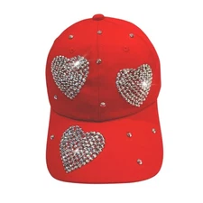 Popfizzy Rhinestone Baseball Cap for Women and Girls, Cute Bedazzled Hats,...