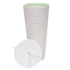 Starbucks Venti vaso frío tachonado 24 oz, blanco con pajita, 2024