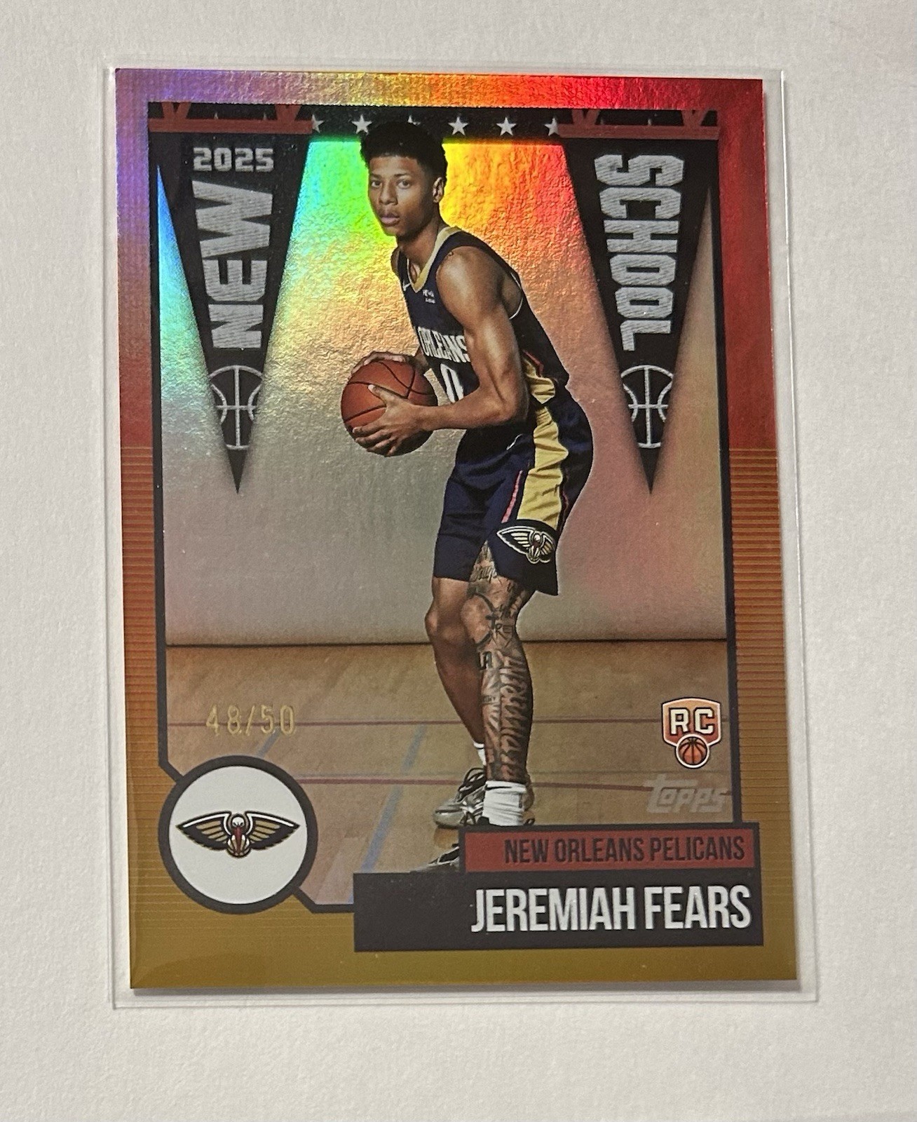 2025-26 Topps Basketball Jeremiah Fears New School Gold Parallel Rookie 48/50 RC
