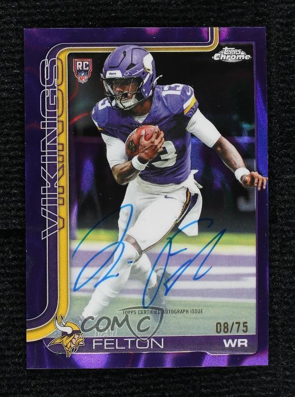 2025 Topps Chrome Rookie Purple Lava Refractor 8/75 Tai Felton Auto RC 0xh3