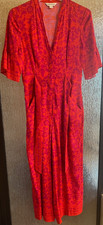 Stunning Red Whistles Brand Jumpsuit , Cropped Length, Ruffle Sleeve SZ 4