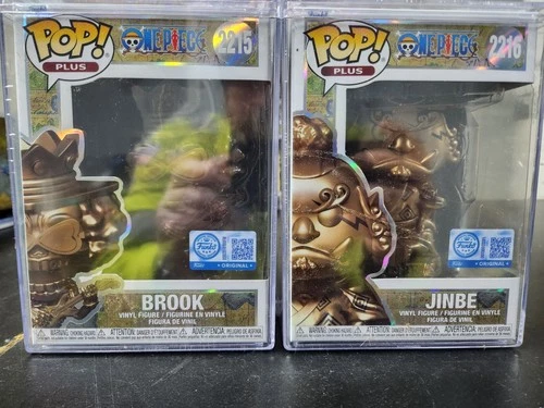 Funko Pop! Plus One Piece Brook 2215 Jinbe 2216 Vinyl Figures Bronze Set