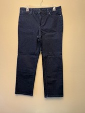Talbots Heritage Straight Jeans Womens 10 Blue Dark Wash High Rise Stretch