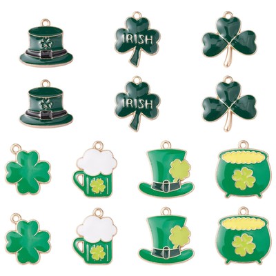 35 Stück 7 Stile St. Patrick's Day Thema Charms Anhänger Emaille Lucky Four L...